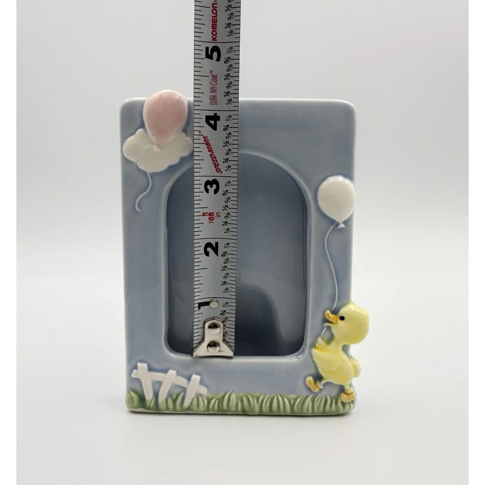 Vintage Tailored Tiles Ceramic Baby Picture‎ Frame Blue Nursery Duck Balloon 3x4